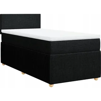 Postel Kontinentální postel černá 200 x 100 x 100,5 cm s matrací a topperem