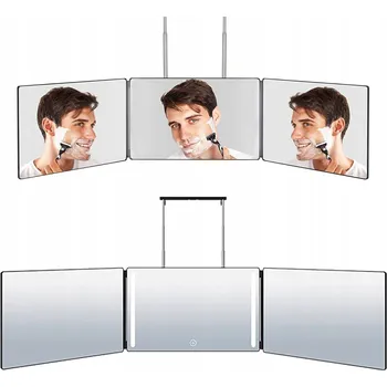 Zrcadlo ZRCADLO PRO STŘÍHÁNÍ VLASŮ SKLADACÍ ZÁVĚSNÉ ZRCADLO 360° 3SMĚRNÉ