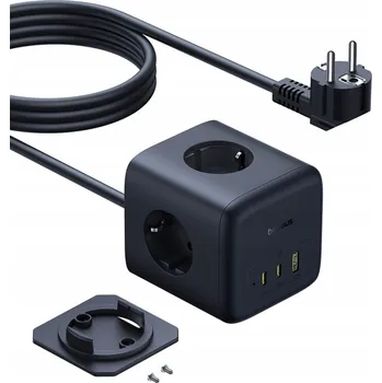 Elektrická zásuvka BASEUS KOSTKA ZÁSUVKOVÁ LIŠTA ZDROJ 67W USB-A USB-C 3x ZÁSUVKA EU 1,5M