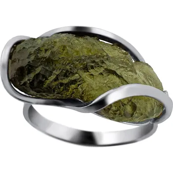 Prsten Vltavín Moldavite Stříbrný prsten s vltavínem P35 0061