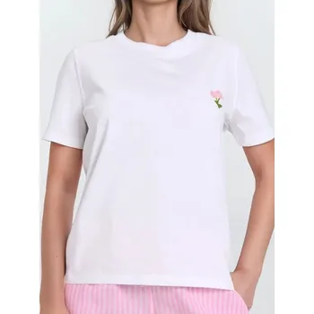 Sinsay - Bavlněné tričko s výšivkou - bílá - 8755J-00X - 8755J-00X-XL