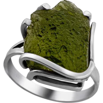 Prsten Vltavín Moldavite Stříbrný prsten s vltavínem P35 0064