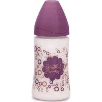 Kojenecká láhev SUAVINEX PREMIUM COUTURE láhev – 1x láhev cherry silikonová, 270ml, 0m+ „PU