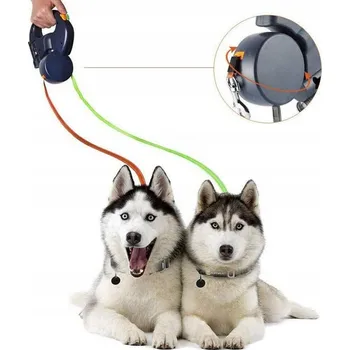 Vodítko pro psa VODÍTKO PRO DVA PSY S BATERKOU A 3M REFLEXNÍM PRVKEM