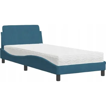Postel Sametová postel s matrací 90x200 cm, modrá, H2/H3