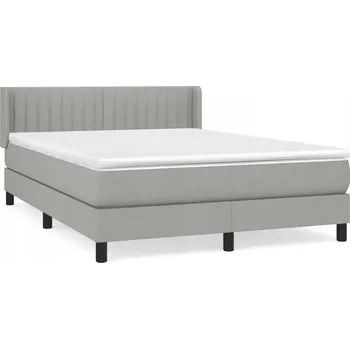 Postel Kontinentální postel světle šedá 193 x 147 x 78/88 cm s matrací 140 x 190 x