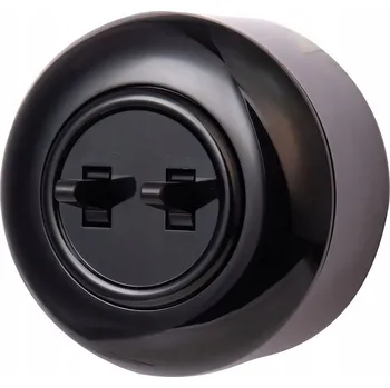 vypínač LOFT DVOJITÝ VYPÍNAČ ČERNÝ NA OMÍTKU JEDNONÁSOBNÝ JLM