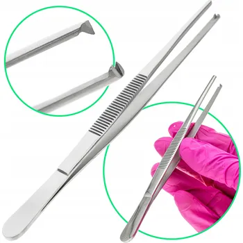 Kosmetická pinzeta Kovová pinzeta chirurgická pinzeta se zuby 1:2 ocel 18/10 délka 130 mm