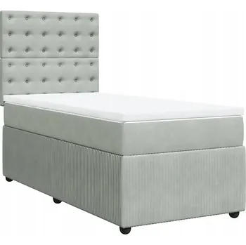 Postel Kontinentální postel 90x190 cm světle šedá s matrací a topperem