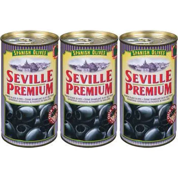 paštika a pomazánka CZ distribuce SEVILLE PREMIUM Olivy černé španělské bez pecky 350 g