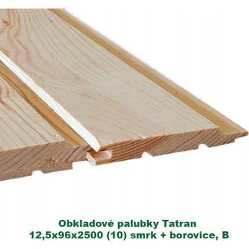 Obklad Obkladové palubky Tatran 12,5x96x2500 B, smrk + borovice
