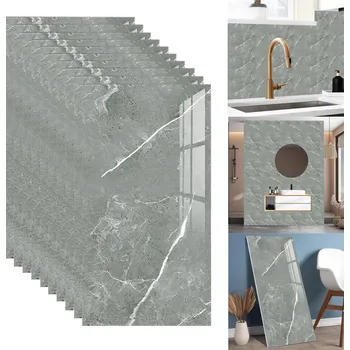 Tapeta SAMOLEPICÍ PVC DLAŽDICE ODOLNÉ VODĚ IMITACE MARMORU 10 KUSŮ 60X30CM