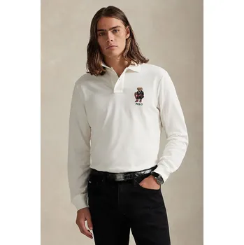Pánská móda Bavlněné tričko s dlouhým rukávem Polo Ralph Lauren 710981793 bílá 00X, vel. XL