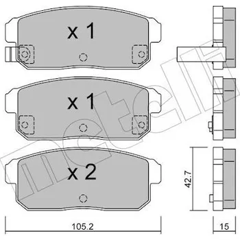Brzdový systém Sada brzdových destiček, kotoučová brzda METELLI 22-0733-0