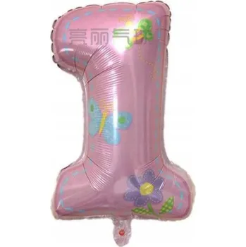 Balónek Fóliový balónek „Číslice“ na 1. narozeniny, růžový