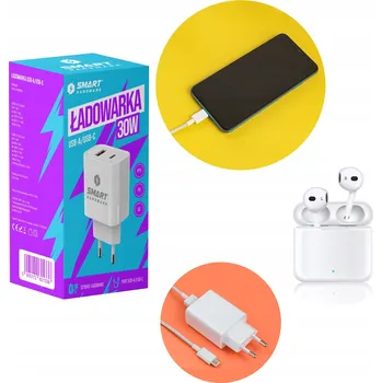 SÍŤOVÁ NABÍJEČKA SMART HARDWARE RYCHLÁ 30W USB-C USB-A