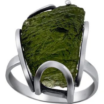 Prsten Vltavín Moldavite Stříbrný prsten s vltavínem P35 0051