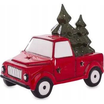 Obraz FIGURKA AUTO ČERVENÉ S VÁNOČNÍMI STROMEČKY LED 17x20x11,5cm 171628