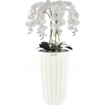 umělá květina Orchidej umělý bílý v květináči kytice H 100 cm květináč bílý s drážkami