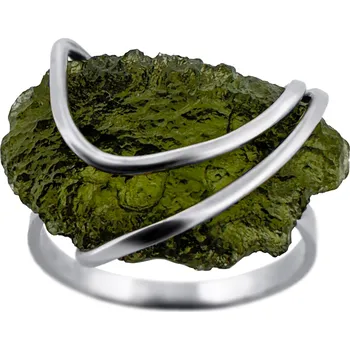 Prsten Vltavín Moldavite Stříbrný psten s vltavínem P35 0071