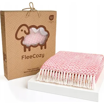 deka Jemná bavlněná deka 140x200 cm s třásněmi - cikcak růžová / bílá