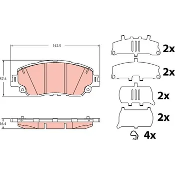 Brzdová destička Sada brzdových destiček, kotoučová brzda TRW GDB2354