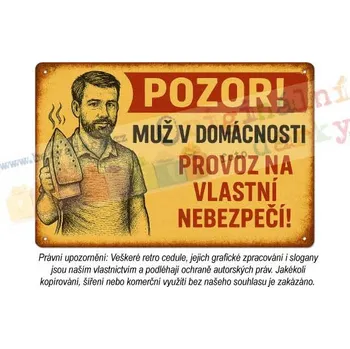 Plechová cedule cedule - muž v domácnosti 18 - Plast / A5 ( 20x15cm)