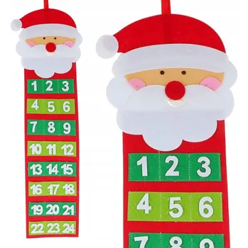 Vánoční dekorace Adventní Kalendář Závěsný Mikuláš 24 kapsiček Na Dárky Plstěný