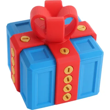Modro-červená 3D krabička na vtipné dárky