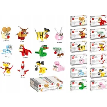 ostatní stavebnice STAVEBNICE 12v1 ZVÍŘATA ZOO PRO DĚTI SADA KOSTEK DÁREK