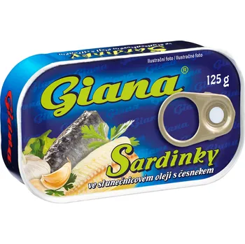 paštika a pomazánka CZ distribuce Giana Sardinky v oleji s česnekem 124 g