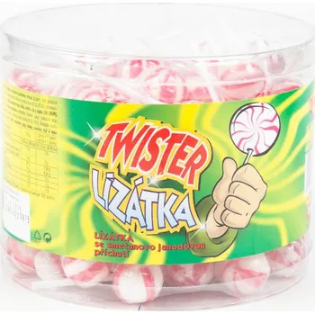 Bonbon CZ distribuce Twister lízátka smetanovo-jahodová 100 x 8 g