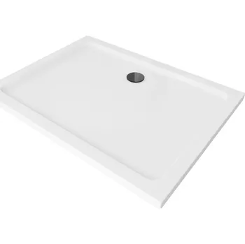 Sprchová vanička Mexen SLIM - Obdélníková sprchová vanička 130x100x5cm + černý sifon, bílá, 40101013B