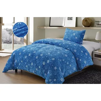 Povlečení Povlečení Mikroplyš VLOČKY - MODRÉ 140 x 200, 70 x 90 cm zipový uzávěr