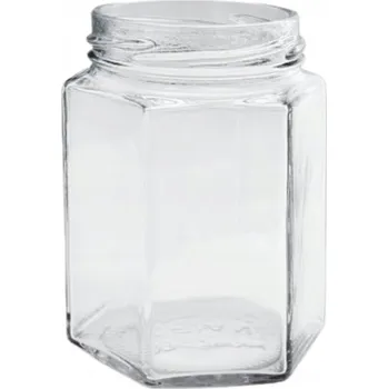 Sklenice Zavařovací Sklenice šestihranná 280 ml, šestihran, hrdlo fi 63 mm, na med a zavařeniny, sklo