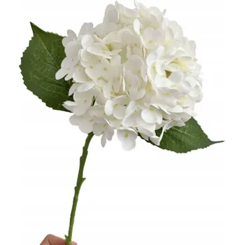 umělá květina Hortenzie bílá umělá 20 cm silikonová prémiová větvička 51 cm, výrobková