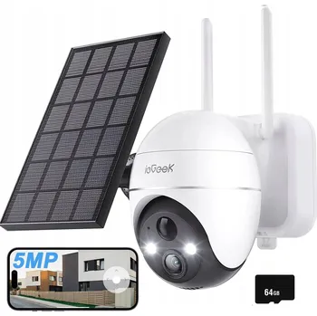 IP kamera 5MPX Venkovní solární kamera BATERIE bezdrátová Otočná monitoring SD