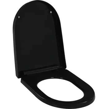 WC sedátko Černé WC sedátko s pomalým sklápěním 46 x 36 cm s rychloupínacím mechanismem