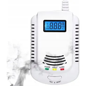 Detektor CO Detektor Oxidu Uhelnatého a Hořlavých Plynů s LCD Displejem, Certifikovaný, PPM Alarm, Duální Funkce
