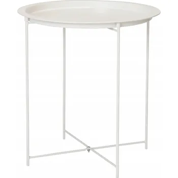 Konferenční stolek Kovový Kulatý konferenční stolek s podnosem DR-ST429WE bílý 47 cm