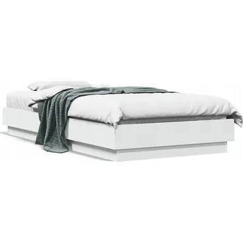 Postel Rám postele dřevěný bílý 193 x 93 x 23 cm, překližka, matrace 90 x 190 cm