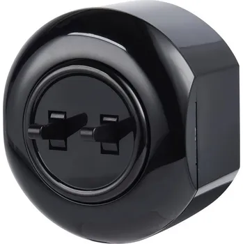 vypínač LOFT DVOJITÝ SCHODIŠŤOVÝ VYPÍNAČ ČERNÝ NÁSTĚNNÝ KONCOVÝ JLM