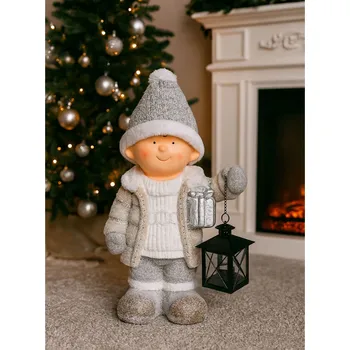 Obraz Chlapec s lucernou vánoční figurka ozdobná dekorace do domu DÁREK