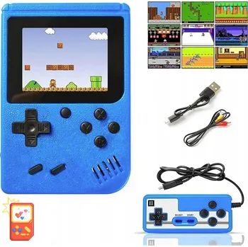 Herní konzole PŘENOSNÁ HERNÍ KONZOLE 800 RETRO HER 3" DISPLEJ BATERIE 1020 MAH MODRÁ
