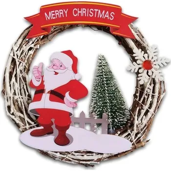 Vánoční dekorace CLHXWU Vánoční dekorativní věnec na dveře, 23cm tkaný vánoční věnec, ratanová girlanda, dekorace na