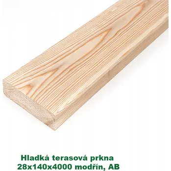 Hladká terasová prkna 28x140x4000 AB, modřín