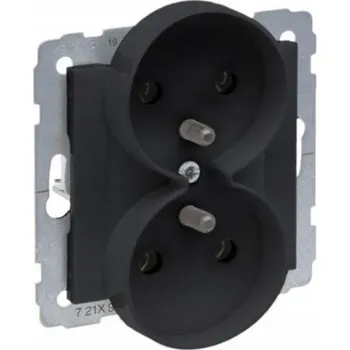 Elektrická zásuvka Dvojitá zásuvka s uzemněním, šroubové svorky, černá Legrand Suno