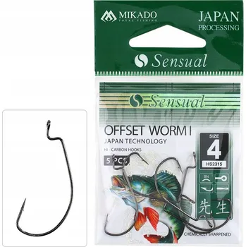 Rybářský háček Háčky na přívlač s protihrotem Mikado Sensual Offset Worm I 5 ks