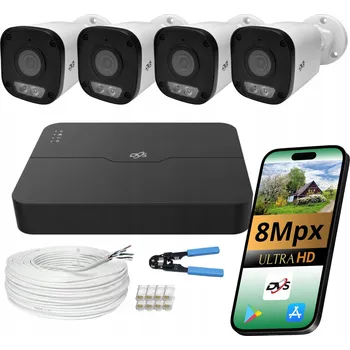 Bezpečnostní kamera SADA KAMER PRO MONITORING 4 Kamery 8Mpx 4K IP PoE DVS VENKOVNÍ KAMERA