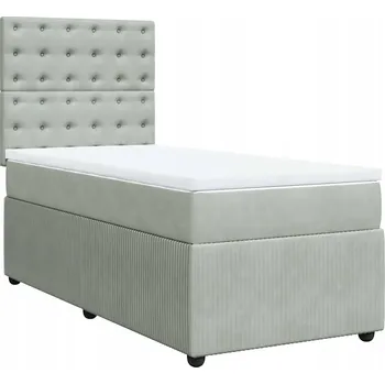 Postel Kontinentální postel s nastavitelným čelem, světle šedá, 200 x 90 x 140,5 cm